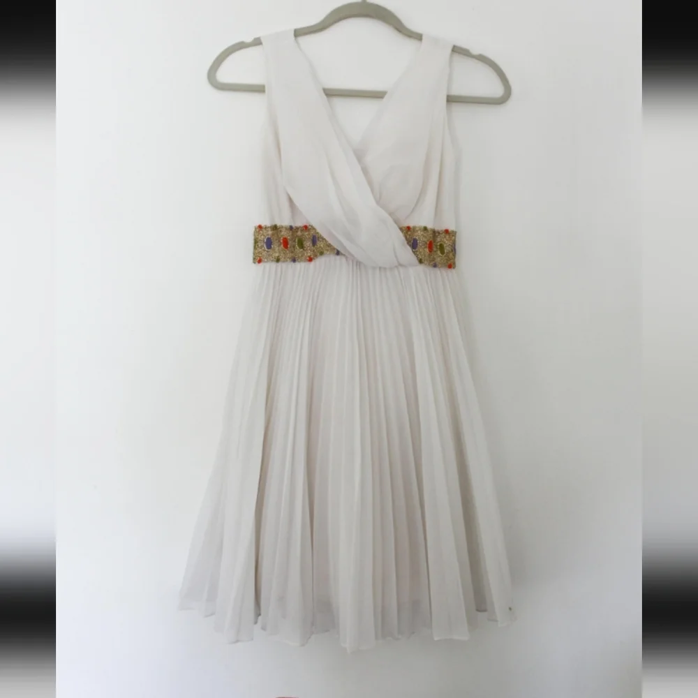 SOLD - Vintage 1960s Grecian Style White Chiffon Cocktail Dress - Picture 2 of 8